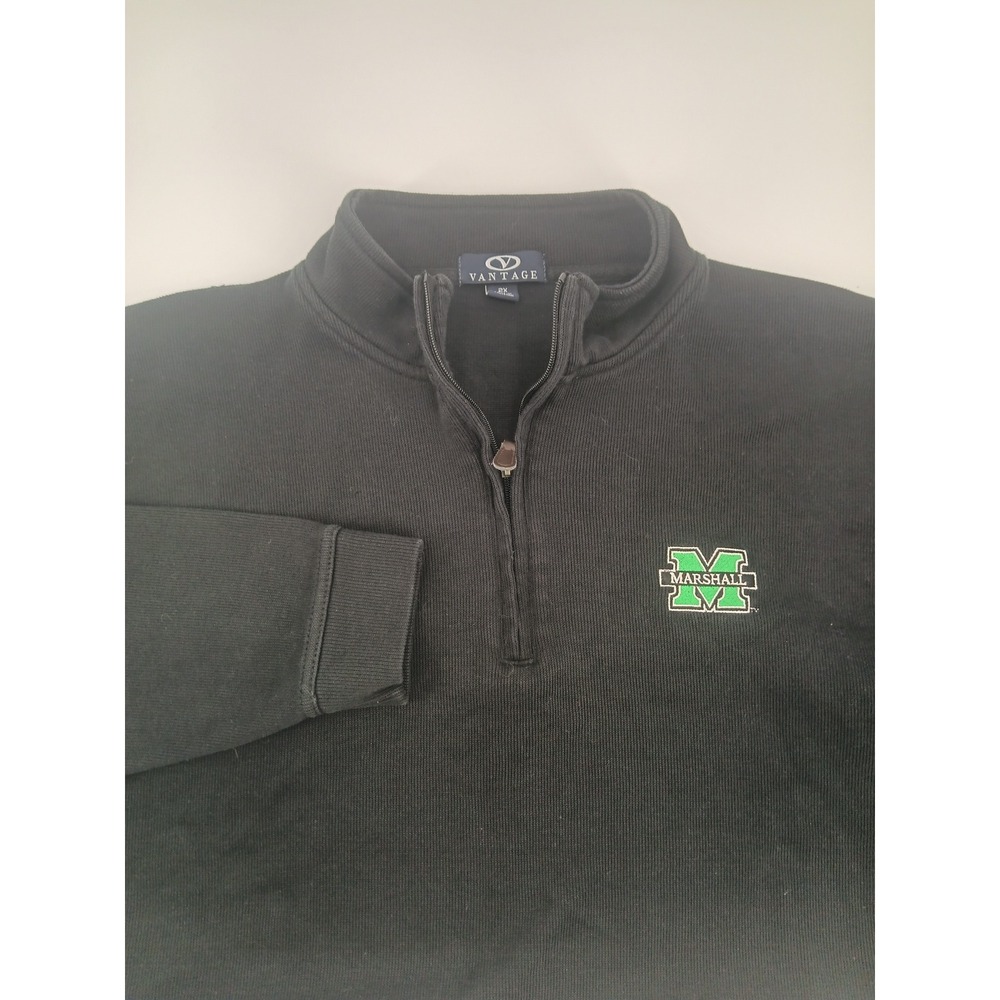 Vantage Marshall University Quarter Zip Pullover Mens 2XL Black 9175 Sweater